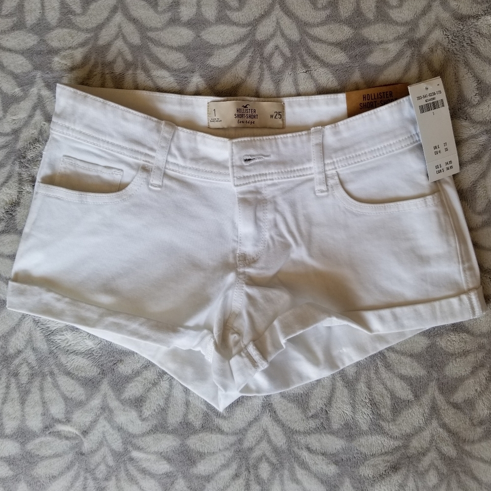 NWT Hollister White denim low rise shorts